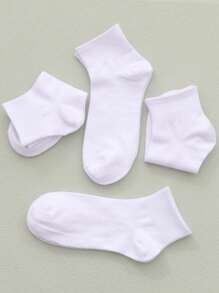 10 paires de chaussettes courtes décontractées et à la mode pour femmes, couleurs mélangées multicolores, unies, absorbantes de transpiration, toutes saisons - Blanc - Voir 3