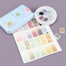 SeamiArt Hộp thiếc 12 màu màu nước đặc Morandi, Quay lại trường học, Đồ dùng học tập - màu sắc - Xem 4
