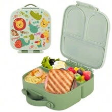 1pc Cute Cartoon Lunch Box Bento Box With 4 Compartments And Removable Divider, Back To School Season Ideal Leak-Proof Lunch Box Containers Student Lunch Box Christmas Gift - Multicolor - View 3