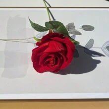 1 件情人节人造单枝玫瑰花，毛绒天鹅绒玫瑰仿真花，情人节，礼物 - 紅色 - 查看 5