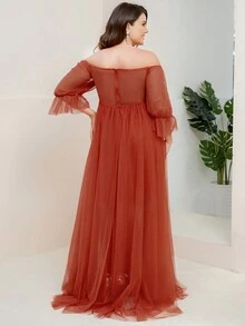 Maternity Gowns Elegant Dress, For Party - Burnt Orange - View 2