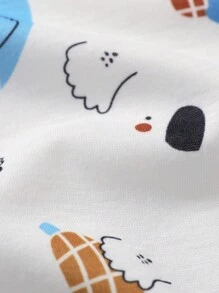 2 szt. Dla chłopców Miękki, wygodny T-shirt z motywem kreskówkowym, zwierzęcym i kolorowym nadrukiem oraz zwykły zestaw spodenek sportowych z nadrukiem liter, odpowiednie na co dzień, na co dzień, na wakacje i imprezy