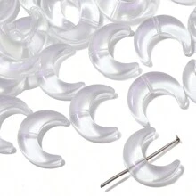 10pcs 15x12mm Glass Transparent Moon Shaped Frame Spacer Beads, Used For Jewelry Making DIY Special Connection Necklace Bracelet Earring Pendant Craft Supplies