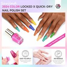 SAVILAND 39pcs Nail Polish Set: 36 Winter Colors Red Air Quick Dry Finger Nail Polish Kit, Glitter Regular Toe Polish Non Gel With Top Base Polish Coat For Women Nail Art Design Home - 36件指甲油套裝 - 查看 6