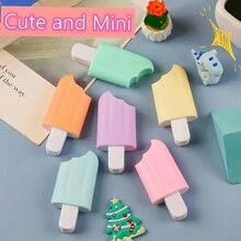 6pcs/Set Mini Ice Cream, Candy, And Waffle Cone Style Fluorescent Highlighter Pen Set, Cute Graffiti Drawing Diary Study Marker Pen With Random Packaging