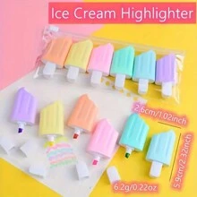 6pcs/Set Mini Ice Cream, Candy, And Waffle Cone Style Fluorescent Highlighter Pen Set, Cute Graffiti Drawing Diary Study Marker Pen With Random Packaging