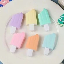 6pcs/Set Mini Ice Cream, Candy, And Waffle Cone Style Fluorescent Highlighter Pen Set, Cute Graffiti Drawing Diary Study Marker Pen With Random Packaging
