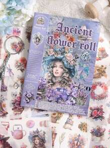 24 pièces/livre Livre d'autocollants, série "Le retour des vieux rêves à la maison", autocollants délicats rétro de personnages et de fleurs, découpés au pochoir et faciles à déchirer, fournitures pour scrapbooking, cahiers décoratifs, cadres photo, coques de téléphone, tasses à eau, boîtes de papeterie, collages de magazines à ordures, fournitures scolaires, rentrée scolaire - Multicolore - Voir 4