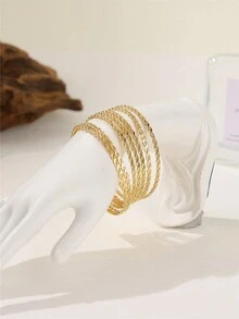 1pc Bohemian Multilayer Crossover Floral Metal Alloy Bangle Bracelet For Women, Suitable For Wedding, Party And Daily Wear - Necklace - View 5