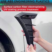 1 par de rejillas laterales universales para guardabarros de automóvil, adhesivo decorativo de cubierta de toma de aire de color fibra de carbono - Negro: talla única - Ver 8