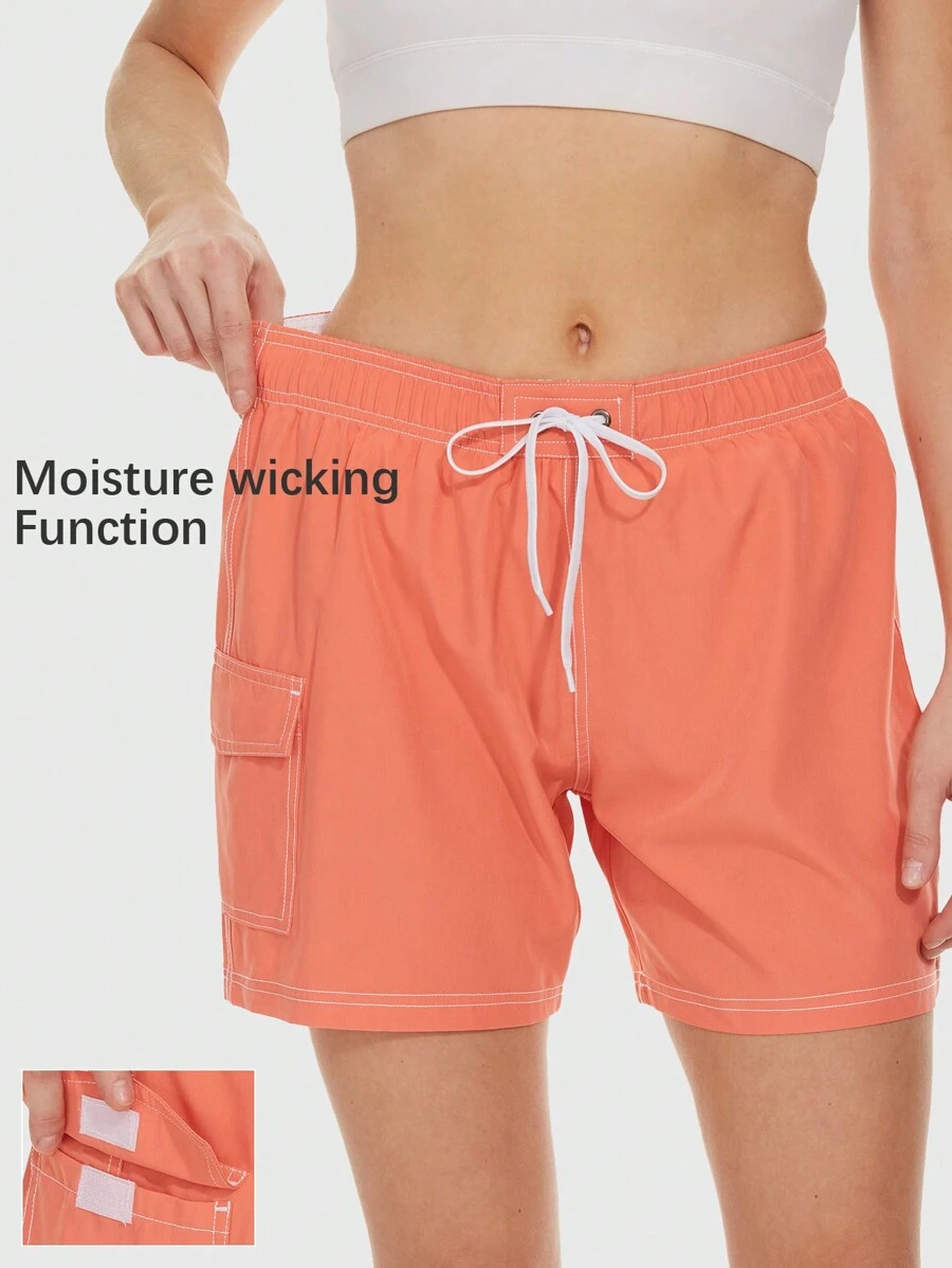 Speed mate Cargo-Shorts mit geradem Bein, elastischem Bund, Kordelzug, Klappentaschen und einfarbigem Kontrast, ideal für Frühjahr und Sommer