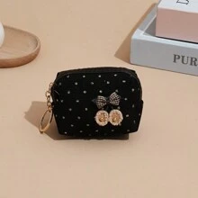 Corduroy Glitter Bow Coin Purse