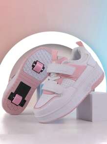 Auto-Retractable Wheel Roller Skating Shoes With 2 Wheels For Women - Pink - View 5