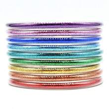 9 Stücke/Set glitzernde Jelly Armreifen für Frauen Armband, silbrige rosé-goldene Farben Armreife Armband