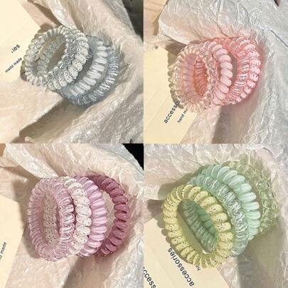 4/6/8个装简约可爱女士发圈，韩版少女风高品质波浪点电话线发圈，清新夏季系带无痕橡皮筋，适合女性，秋季、旅行、美发工具、女士配饰、发饰、秋季、女士、美发工具、发饰、发饰、美容配饰、礼物、旅行、女士礼物、发饰、女士、圣诞礼物、成人圣诞礼物、成人、发饰、女士配饰、圣诞礼物、成人发饰、圣诞礼物、成人礼发饰、女士礼物创意、美容圣诞礼物、女士礼物