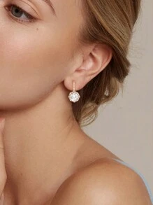 Stylever 1 đôi Tuyệt đẹp Lấp lánh Hoa tai Đối với phụ nữ S925 Bạc nguyên chất Zirconia Tia sáng Hoa tai Tốt Đồ trang sức Qủa tặng Dành cho Cô gái Bữa tiệc vũ hội Trang trí Lễ cưới Hôn ước Trang sức cô dâu - Hoa hồng vàng - Xem 2