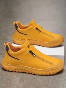 Men's Casual Sports Shoes, Outdoor Leather Shoes, Fashionable Versatile Zipper Low Top Ankle Boots
