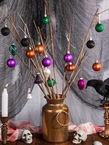 24 件万圣节闪光吊球 - 1.6 英寸万圣节防碎球装饰闪亮树球装饰适用于万圣节圣诞派对树装饰秋季、圣诞节