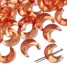 10pcs 15x12mm Glass Transparent Moon Shaped Frame Spacer Beads, Used For Jewelry Making DIY Special Connection Necklace Bracelet Earring Pendant Craft Supplies