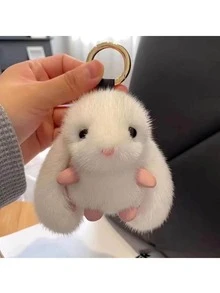 1pc Adorable Sheep Plush Pendant Backpack Charm, Soft Lamb Doll, Fluffy Rabbit Keychain, Cute Plush Bag Accessory - Multicolor - View 18