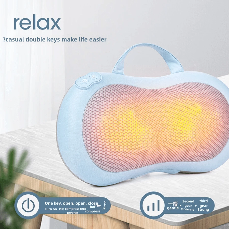 带加热功能的颈背按摩器枕头，3D 深层组织揉捏按摩，适用于肩部、小腿肌肉疼痛缓解、适合男士、女士、家庭办公室汽车使用的放松礼物