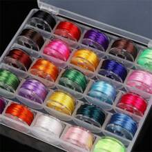 1 Box 25 Colors, 6m Length, 0.8mm Thick Colorful Crystal Elastic Cord, Multi-Color Non-Repetitive - For Bracelet Necklace Jewelry Making Beading String, Transparent Storage Box