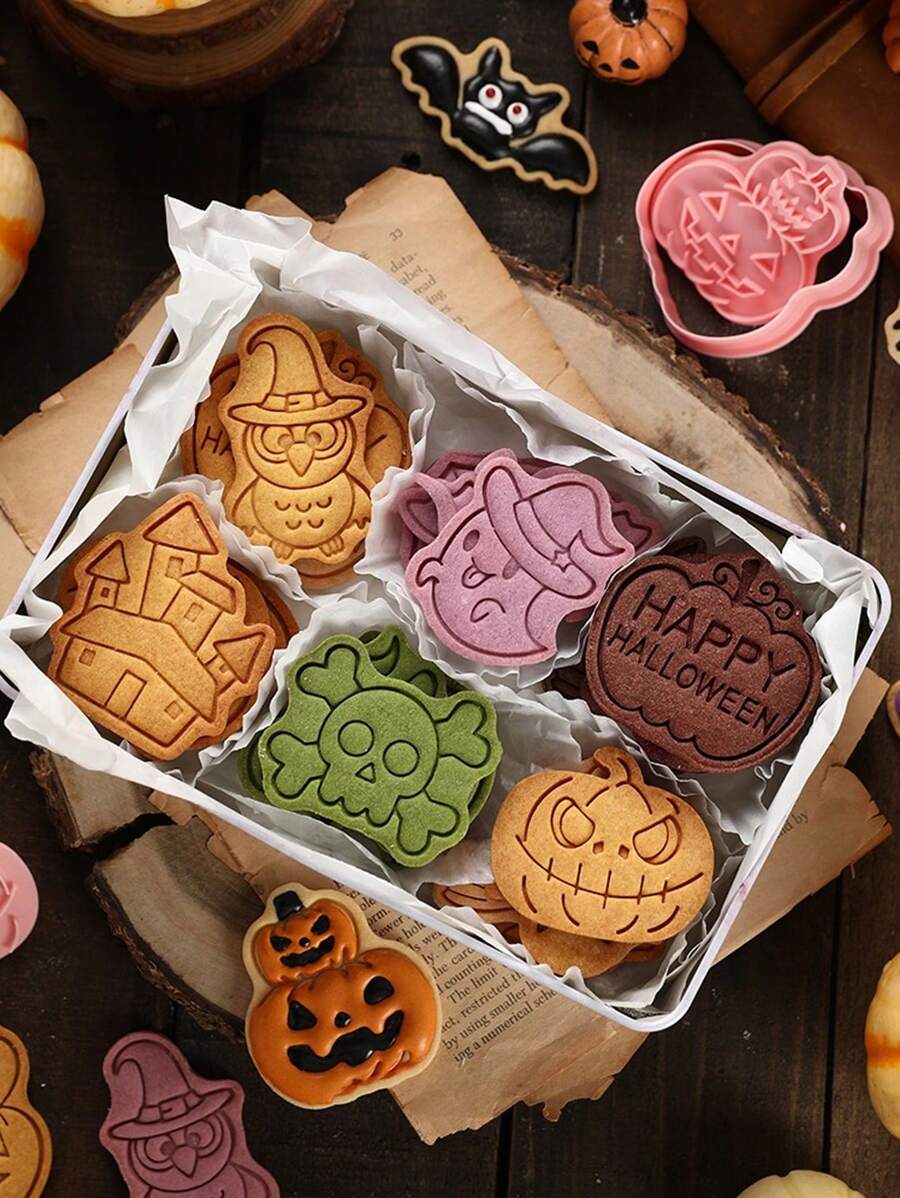 Halloween Merry Christmas Cartoon Cookie Cutter Pumpkin Ghost DIY Icing Cookie Baking Tools 8PCS - Multicolor - View 1