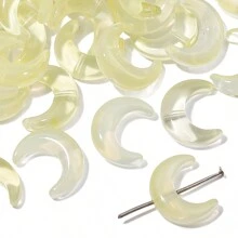 10pcs 15x12mm Glass Transparent Moon Shaped Frame Spacer Beads, Used For Jewelry Making DIY Special Connection Necklace Bracelet Earring Pendant Craft Supplies