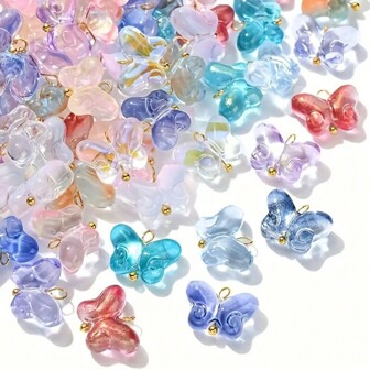 20/50 stuks kristalglas vlinderhanger meerkleurige vlinderkralen bedels voor doe-het-zelf oorbellen, kettingen, armbanden en accessoires sieraden ambacht maken