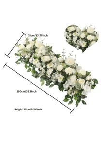 1pc Wedding Arch Flowers,3.28ft Artificial Flowers Arrangement Swag, Silk Fake Peonies Rose Floral Row For Wedding Backdrop Decor DIY Party Ceremony For Wedding Decoration, Valentine'S Day Decor, Birthday Decor, Anniversary Decor, Holiday Decor, Graduation Decoration, Party Decor Supplies - 白色 - 查看 6