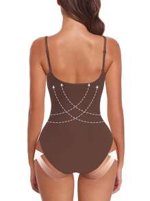 Women's Shapewear Jumpsuit, Slimming Tights Seamless Shape Waist Slimming Backless Thong Or Briefs - màu nâu - Xem 5