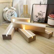 1pc 6 Inch Rectangle Display Pedestal, Rectangle Led Lights Display Base, Crystal Wooden Lighted Base Stand For Crystal Display Glass Art Pedestal Paperweighs - Warm Light - View 2