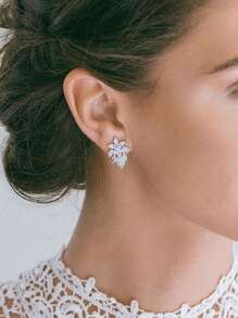 2 đôi bông tai cô dâu và phù dâu kiểu retro thanh lịch đính đá Cubic Zirconia, trang sức cưới không gây dị ứng. Phụ kiện ngày Valentine. - bông tai - Xem 2