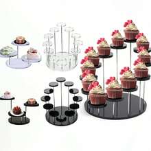 Un juego de estantes de exhibición, soporte giratorio acrílico de múltiples capas para exhibir joyas, anillos y pulseras