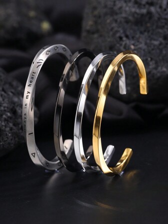 Camhanno 1 件复古精致不锈钢开口莫比乌斯手链，不易褪色，用于男士日常服饰装饰、圣诞节/情人节礼物