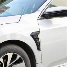 1 par de rejillas laterales universales para guardabarros de automóvil, adhesivo decorativo de cubierta de toma de aire de color fibra de carbono - Negro: talla única - Ver 3