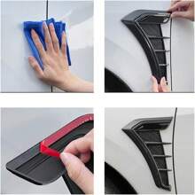 1 par de rejillas laterales universales para guardabarros de automóvil, adhesivo decorativo de cubierta de toma de aire de color fibra de carbono - Negro: talla única - Ver 7
