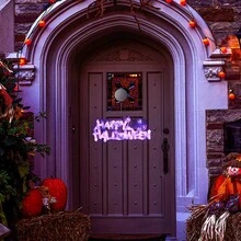 万圣节快乐悬挂饰物 LED 灯万圣节灯万圣节装饰，LED 电池供电万圣节灯适合悬挂照明标志室内装饰客厅、卧室和户外门牌、花园、庭院万圣节装饰和万圣节派对营造节日气氛 - 彩色 - 查看 8