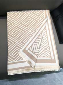 1 chiếc khăn choàng thanh lịch dành cho phụ nữ, mùa đông 2024, khăn choàng ấm áp Hàn Quốc mới cỡ lớn, phụ kiện sang trọng dành cho phụ nữ - Màu Khaki - Xem 5