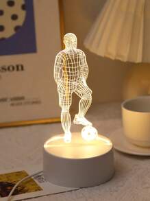1件 USB供電足球運動員3D壓克力夜燈，室內床頭裝飾，臥室書桌裝飾夜燈，家居裝飾夜燈，足球愛好者的完美生日禮物，壓克力面板LED檯燈，創意運動主題臥室裝飾 - 黃色 - 查看 5