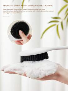 1 Máy Tính Tay Cầm Dài Than Tre Lông Mềm Tắm Bàn Chải, Thân Thiện Với Da Mát Xa Chà Bàn Chải Tắm, tự Chà Rửa Lưng - Đen và trắng - Xem 6