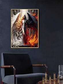 1 set Peinture de diamant design ange - Pleine percée - Strass carrés, 30*40cm