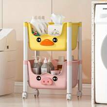 Household Trolley Rack Snack Rack,Floor-Standing Mobile Trolley, Plastic Ultra-Thin Storage Rack, Home Organization And Storage Supplies,  Mobile Trolley Storage And Organization Rack