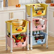 Household Trolley Rack Snack Rack,Floor-Standing Mobile Trolley, Plastic Ultra-Thin Storage Rack, Home Organization And Storage Supplies,  Mobile Trolley Storage And Organization Rack