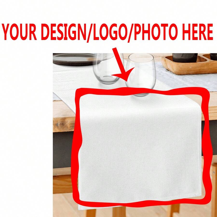 1pc Customized Table Runner, Personalized Design Photo/Logo Customized Line Washable Table Cover For Buffet Table, Parties, Holiday Dinner Picnic, Camping, Table Decor