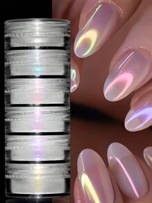 Dofuny 6color Holographic Aurora Nail Pigment Powder - Iridescent Chameleon Glitter For Glossy UV Gel Polish Manicure Art - Multicolor - View 1