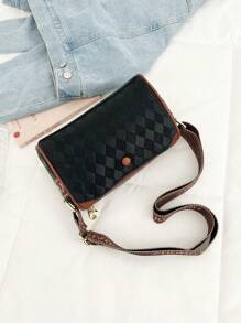 Nuevo bolso de hombro versátil y de moda, unicolor clásico, estilo vintage chic urbano de alta gama, asa superior/bandolera con patrón de diamantes, bolso para mujer para ir a trabajar, de compras, de viaje