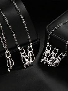 Personalized Pet Name 1-3 Cats Necklace Custom Named Cat Necklace, Cat Named Necklace, Personalized Cat Memorial Gift, Cat Silhouette Necklace, Custom Cat Letter Jewelry Custom Gift Stainless Steel Necklace For Women Custom Cute Cat Names Necklace Nameplate