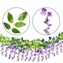 1 Vòng Hoa Wisteria Nhân Tạo, Vòng Hoa Treo Wisteria Màu Tím Cho Phòng Ngủ Gia Đình Cửa Sổ Sân Vườn Tiệc Ngoài Trời Cổng vòm Trang Trí Hoa - Màu tím - Xem 4