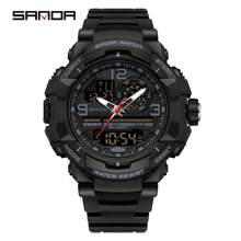 SANDA SANDA Men Watch Digital Quartz Dual Time Military Sport Wristwatch Top Brand Luxury Original Multifunction Alarm Date Week Stopwatch Waterproof Male Electronic Clock Gift 6130